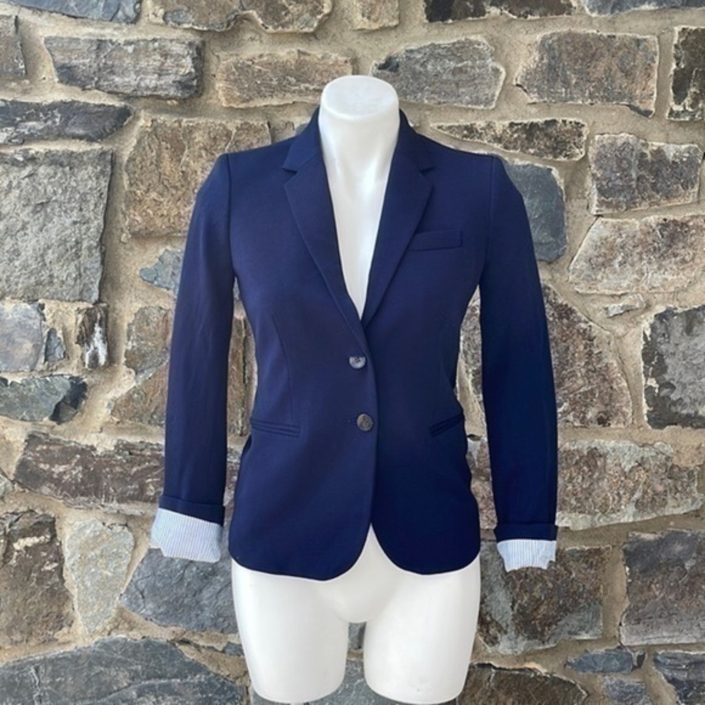 J.Crew Two Button Schoolboy Blazer Jacket in Navy Blue Size XXS